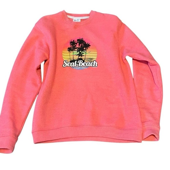 Pink Seal Beach sweatshirt with palm trees #beachvibes - Picture 1 of 5